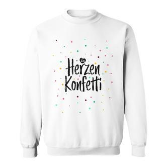 Frohes Weißes Herzkonfetti Sweatshirt, Buntes Konfetti-Design - Seseable De