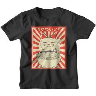 Retro Kawaii Cat Kitten Ramen Japanese Kitchen Culture Kinder Tshirt - Seseable De