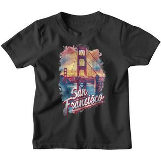 San Francisco Golden Gate Bridge Watercolour Souvenir Kinder Tshirt - Seseable De