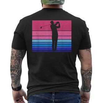 Adrette Retro Golfer Sonnenuntergang Pink Blau Golfer Ästhetischeibes T-Shirt mit Rückendruck - Seseable De
