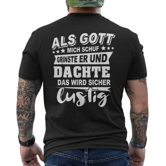 Als Gott Mich Schuf Grinste Slogan Ironic S T-Shirt mit Rückendruck - Seseable De