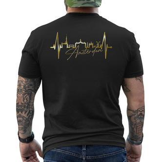 Amsterdam Skyline Netherlands Heartbeat Fan I Love Holland T-Shirt mit Rückendruck - Seseable De