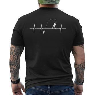 Angler Herzschlag Angeln Ekg Geschenk Fischer Fishing Rod T-Shirt mit Rückendruck - Seseable De