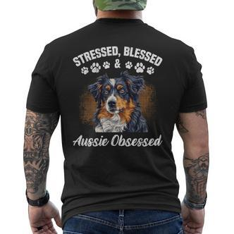 Australian Shepherd Stressed Blessed Aussie Lustig Besitzer T-Shirt mit Rückendruck - Seseable De