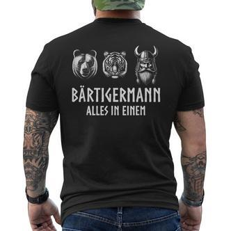 Bärtigermann Alles In Einem Bear Tiger Viking Man Black T-Shirt mit Rückendruck - Seseable De