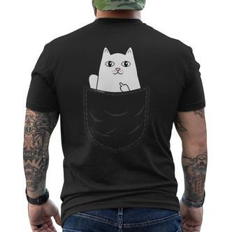 Cat Middle Finger Pocket Cat Gray T-Shirt mit Rückendruck - Seseable De