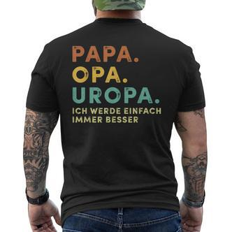 Dad Grandpa Uropa Retro Fur Father's Day Bester Papa Aller Zimen S T-Shirt mit Rückendruck - Seseable De