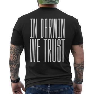 In Darwin Vertrauen Wir Atheist Evolutionswissenschaft Black T-Shirt mit Rückendruck - Seseable De
