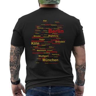 Deutschland Karte Umriss Städte Berlin Hamburg Köln Flagge T-Shirt mit Rückendruck - Seseable De