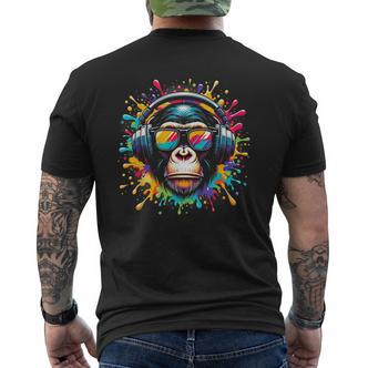 Dj Affen Monkey Mit Kopfhörer Und Sonnenbrille Herren Damen T-Shirt mit Rückendruck - Seseable De