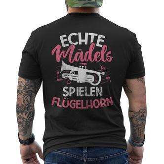 Echte Mäds Spielen Flugelhorn Horn Flugelhorn T-Shirt mit Rückendruck - Seseable De