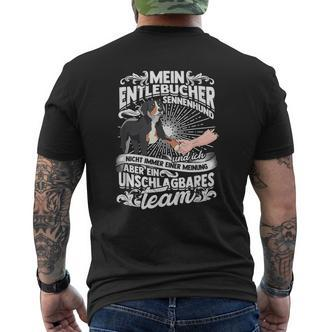 Ein Unschlagbare Team Dog Slogan Entlebucher Mountain Dog T-Shirt mit Rückendruck - Seseable De