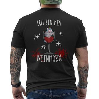 Einhorn Wein Weinhorn Weintrinker Weinliebhaber Alcohol T-Shirt mit Rückendruck - Seseable De