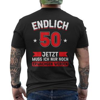Endlich 50, Kurzärmliges Herren-T-Kurzärmliges Herren-T-Shirt zum 50. Geburtstag, Schwarz, Humorvolles Motiv - Seseable De