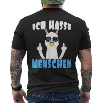 Ich Hasse Menschen Alpaca And Lama With Middle Finger S T-Shirt mit Rückendruck - Seseable De