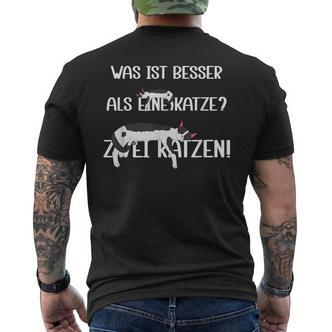 Was Ist Besser Als Eine Katze Zwei Katzen German T-Shirt mit Rückendruck - Seseable De