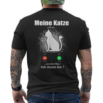 Saying My Cat Ruft An Jahrgang Cats T-Shirt mit Rückendruck - Seseable De