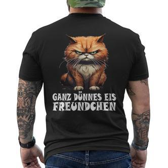 Ganz Dünnes Eis Freundchen Katze T-Shirt mit Rückendruck - Seseable De