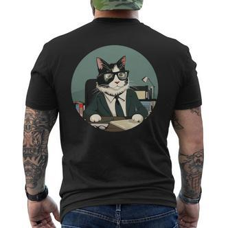 Lustiger Mitarbeiter Des Jahres Mit Dieser Lustigen Katze Mit Brille T-Shirt mit Rückendruck - Seseable De