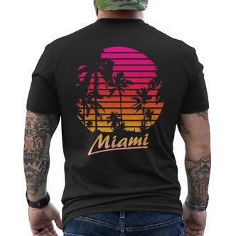 Miami 80S Summer Beach Palm Sunset T-Shirt mit Rückendruck - Seseable De
