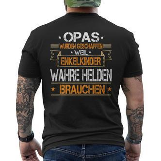 Opas Weil Enkelkinder Wahre Helden Brauchen Grandfather Slogan T-Shirt mit Rückendruck - Seseable De
