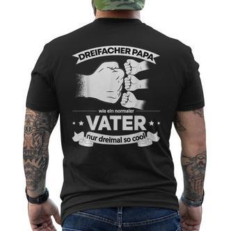 Papa Hoch 3 Nachwuchs German Language T-Shirt mit Rückendruck - Seseable De