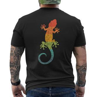 Retro Striped Gecko Cute Gecko Silhouette Vintage Children's T-Shirt mit Rückendruck - Seseable De