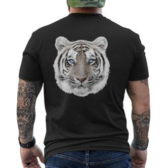 Schwarzes Kurzärmliges Herren-T-Kurzärmliges Herren-T-Shirt mit Weißem Tiger-Gesicht, Tiermotiv Tee - Seseable De