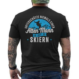 Skifahren Ski Fahren Never One Old Man T-Shirt mit Rückendruck - Seseable De