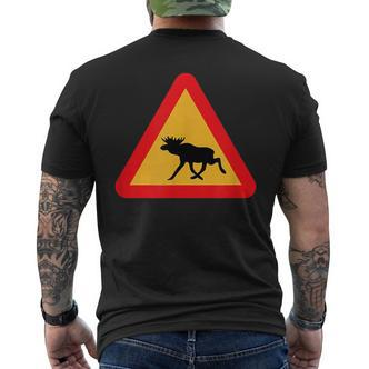 Svenska Swedish Elk Crossing Sign Sverige Black S T-Shirt mit Rückendruck - Seseable De