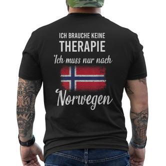 Therapie Nicht Nötig, Nur Norwegen Muss Sein Kurzärmliges Herren-T-Kurzärmliges Herren-T-Shirt, Lustiges Reise-Motto - Seseable De