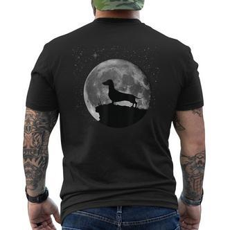 Wolf Silhouette bei Mondschein Herren Kurzärmliges Herren-T-Kurzärmliges Herren-T-Shirt in Schwarz - Seseable De