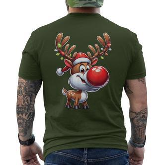 Festliches Rentier mit Leuchtender Nase Weihnachts-Kurzärmliges Herren-T-Kurzärmliges Herren-T-Shirt, Beleuchtetes Motiv - Seseable De