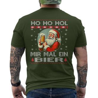 Ho Ho Hol Mir Mal Ein Bier Santa Christmas Black T-Shirt mit Rückendruck - Seseable De