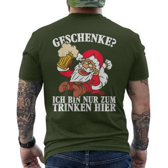 Men's Ich Bin Nur Zum Trinken Hier Christmas Black T-Shirt mit Rückendruck - Seseable De