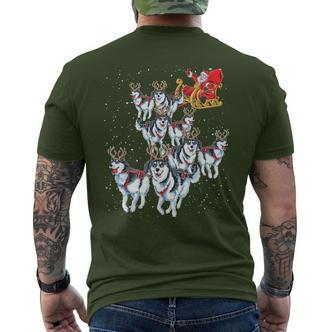 Santa Klaus Mit Husky Schlitten Weihnachten Hunde T-Shirt mit Rückendruck - Seseable De