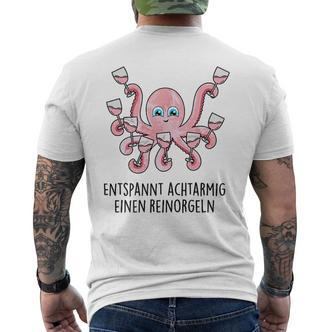 Fun Entspannt Achtarmig Einen Reinorgeln Tintenfisch Wein T-Shirt mit Rückendruck - Seseable De
