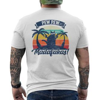 Pew Pew Madafakasintage Cat Fun S T-Shirt mit Rückendruck - Seseable De