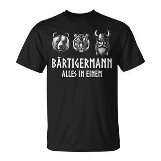 Bärtigermann Alles In Einem Bear Tiger Viking Man Black T-Shirt - Seseable De