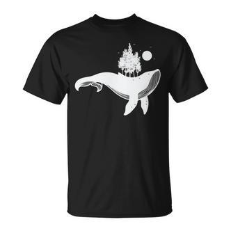 Blauwal Mit Bäumen Und Mondlicht T-Shirt - Seseable De