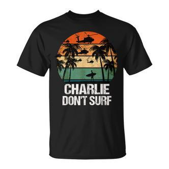 Charlie Dont Surf Helicopter Beach Vietnam Surfer T-Shirt - Seseable De