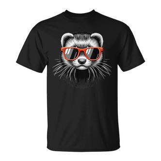 Cooles Frettchen Trägt Sonnenbrille Grafikkunst T-Shirt - Seseable De
