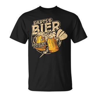 Darts Und Bier Darum Bin Ich Hier Dartspieler Dart T-Shirt - Seseable De