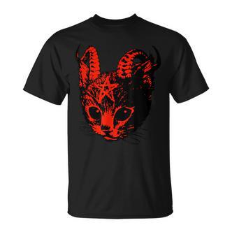 Devil's Satan Demons Kitten Pentagram Cat T-Shirt - Seseable De