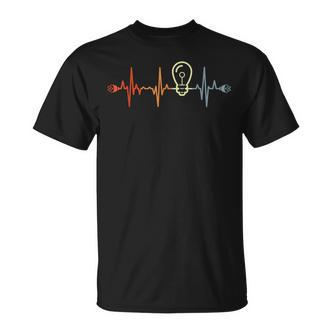 Electrician Heartbeat Electronics Technician Heart Line T-Shirt - Seseable De