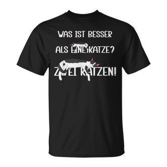 Was Ist Besser Als Eine Katze Zwei Katzen German T-Shirt - Seseable De