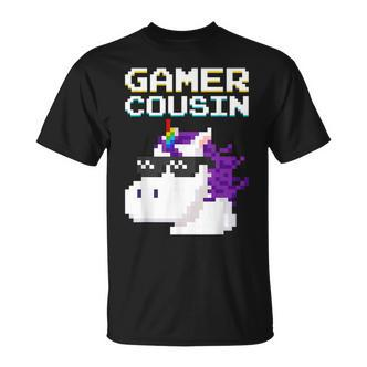 Gamer Cousin Einhorn Pixel Geschenk Multiplayer Nerd Geek T-Shirt - Seseable De