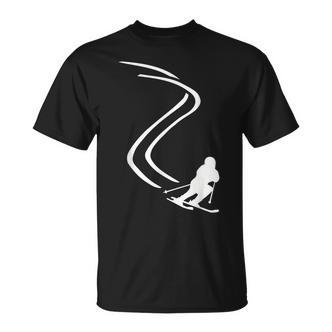 Herren Skifahrer Silhouette T-Shirt Schwarz, Ski Motiv Tee - Seseable De