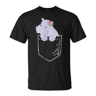 Hippopotamus in Tasche Schwarzes T-Shirt, Lustiges Tiermotiv Tee - Seseable De