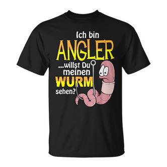 Ich Bin Angler, Willst Du Mein Wurm Sehen T-Shirt, Schwarz - Seseable De